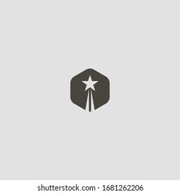 black and white simple vector geometric negative space hexagon sign of take-off star