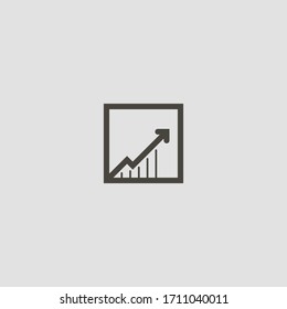 black and white simple vector geometric line art iconic sign of growing up arrow graphic in square frame