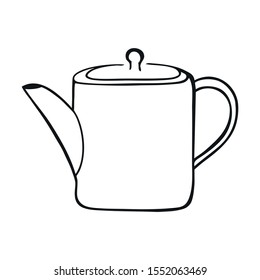 Black and white simple vector illustration of a tea pot