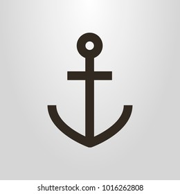 Black and white simple vector line art symbol of an anchor