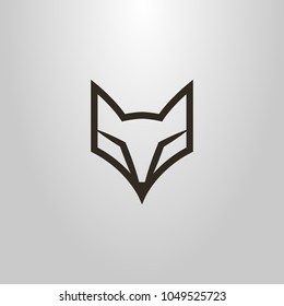 black and white simple vector line art symbol of fox head