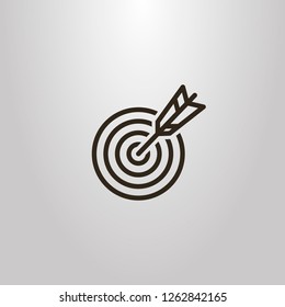 black and white simple vector line art sign arrows hitting in the center of the target