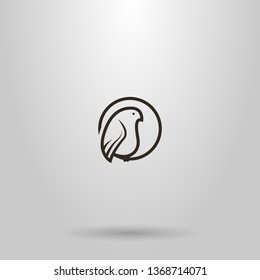 black and white simple vector line art sign of bird in a round frame