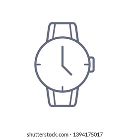 Black and white simple vector line art watch icon. Vector icon on white background