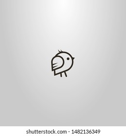 black and white simple vector line art outline sign of a cartoon little bird