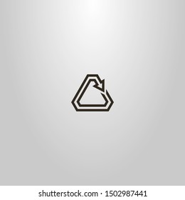 black and white simple vector line art sign of a rotating triangular arrow