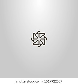 black and white simple vector line art outline sign of star of several squares