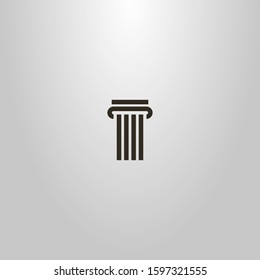 black and white simple vector line art geometric sign of an antique column