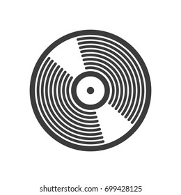 Black And White Simple Vector Line Art Vinyl Record Icon