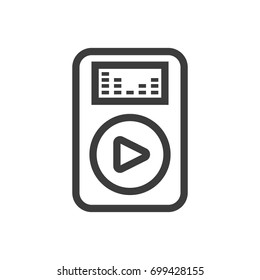 Black and white simple vector line art music player icon