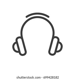 Black and white simple vector line art headphone icon
