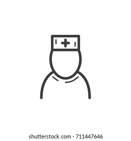 black and white simple vector line art outline icon of the doctor avatar