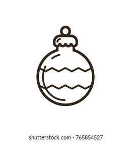 black and white simple vector line art Christmas ornament icon