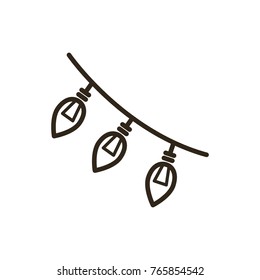 black and white simple vector line art icon of a garland
