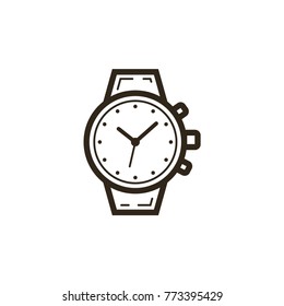 black and white simple vector line art watch icon