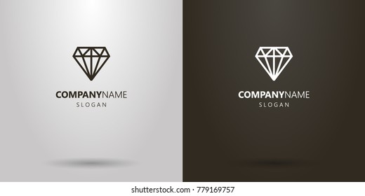 black and white simple vector line art abstract gem logo