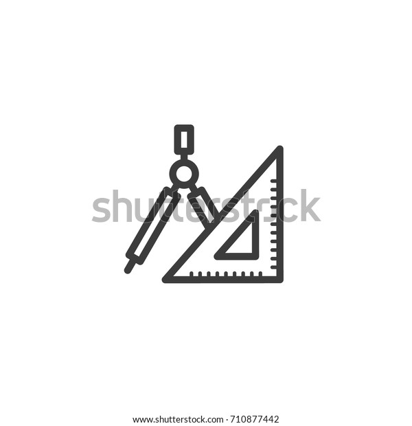 black and white simple vector line art outline\
tools icon for geometry