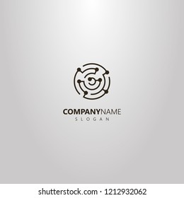 black and white simple vector logo of round electric board