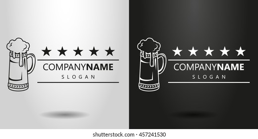 black and white simple vector logo with a beer mug 