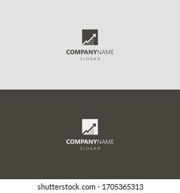 black and white simple vector negative space square iconic logo of growing up arrow graphic