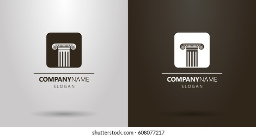 Black and white simple vector negative space logo of a Roman column