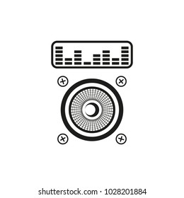 black and white simple vector outline icon of the audio system or music