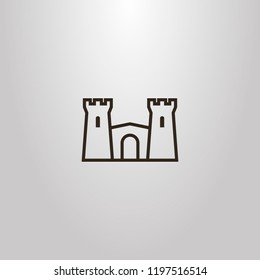 preto e branco simples vetor esboço sinal de linha arte castelo de duas torres