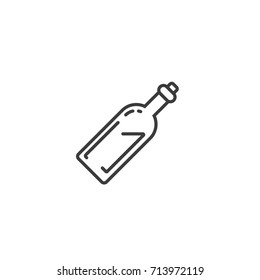 Black and white simple vector outline line art icon of bottle