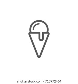 Black and white simple vector outline line art ice cream icon