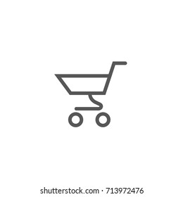 Black and white simple vector outline line art supermarket trolley icon