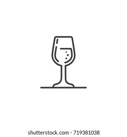 black and white simple vector outline line art icon of wine glass