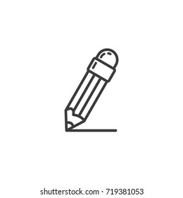 black and white simple vector outline line art icon of pencil 