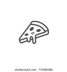 black and white simple vector outline line art icon of a slice of pizza