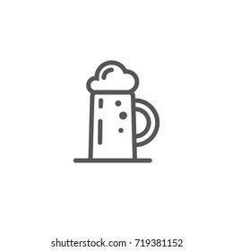 black and white simple vector outline line art icon of a glass of beer