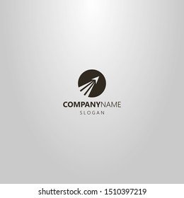 black and white simple vector round negative space logo of a rocket taking off