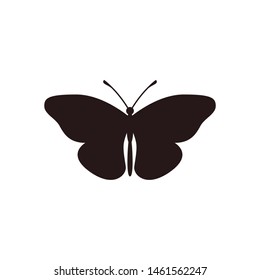 black and white simple vector sign of butterfly