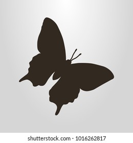 Black and white simple vector symbol of a butterfly 