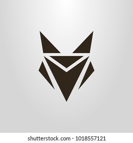 Black and white simple vector symbol of an geometric abstract fox head