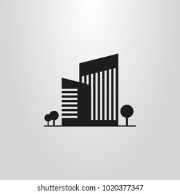 black and white simple vector symbol of high-rise buildings real estate company 