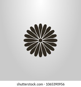 black and white simple vector symbol of a multi-leaf round flower bloom in Japanese style