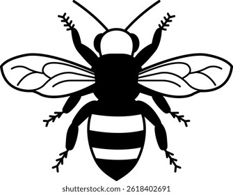 black and white single flat icon of a bee 