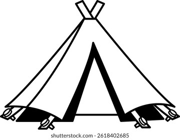 ícone único preto e branco da tenda 