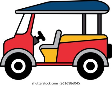 black and white single icon of Thai tuk tuk