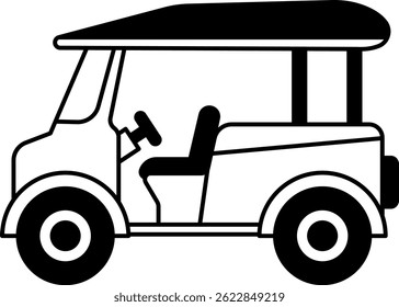 black and white single icon of Thai tuk tuk