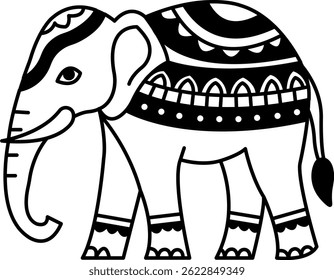 black and white single icon of Thai elephant
