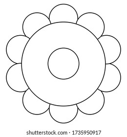 Flor Vector Plano Aislado, Blanco Y Negro. Flor de iconos para vacaciones, diseño, India, ornamento oriental y árabe, impresión, web y aplicación.