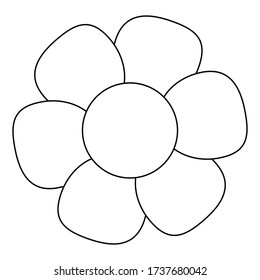 Flor Vector Plano Aislado, Blanco Y Negro. Flor de iconos para vacaciones, diseño, India, ornamento oriental y árabe, impresión, web y aplicación.