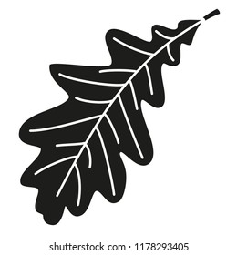 Black and white single oak leaf silhouette. Seasonal fall plant symbol. Autumn harvest themed vector illustration for icon, stamp, label, sticker, badge, gift card, certificate or flayer decoration