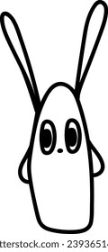 Conejo sencillo blanco y negro en forma de garabato aislado en ilustraciones vectoriales blancas