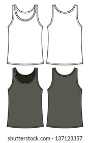 Black And White Singlet Template - Front And Back